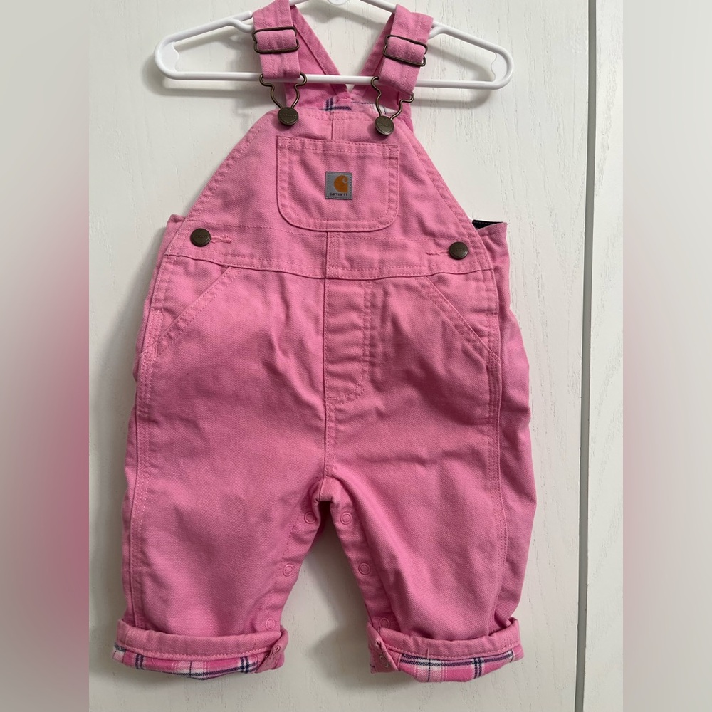 Carhartt Kids Flannel-lined Overalls in Pink